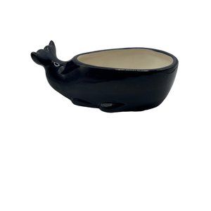 Dei Whale Bowl Dish  Ceramic Dishwasher-Microwave Save Navy Blue Whale Tale.